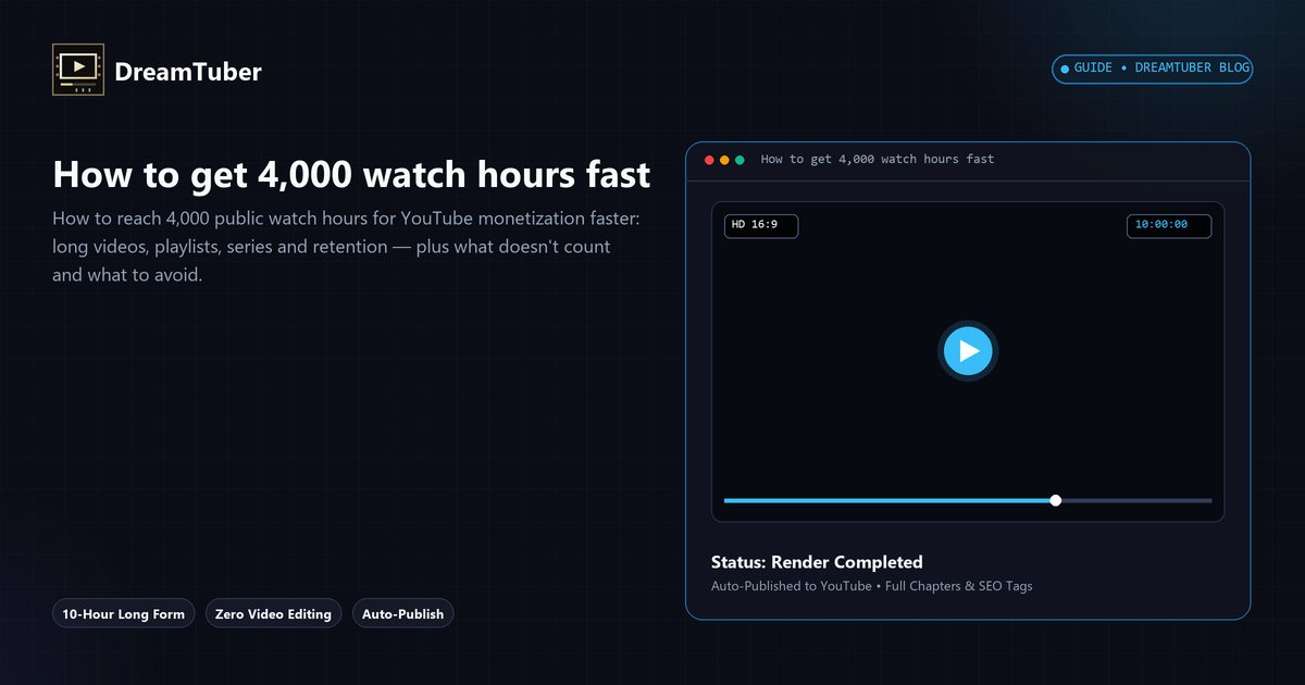 How to get 4,000 watch hours fast
